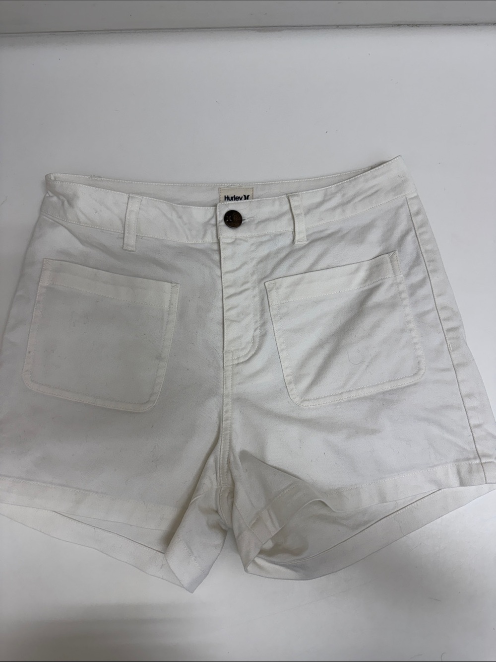 Hurley White High-Rise Cotton Shorts